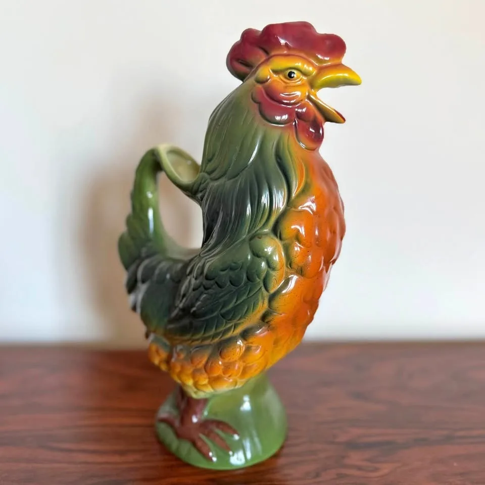 Vintage Majolica Rooster Pitcher