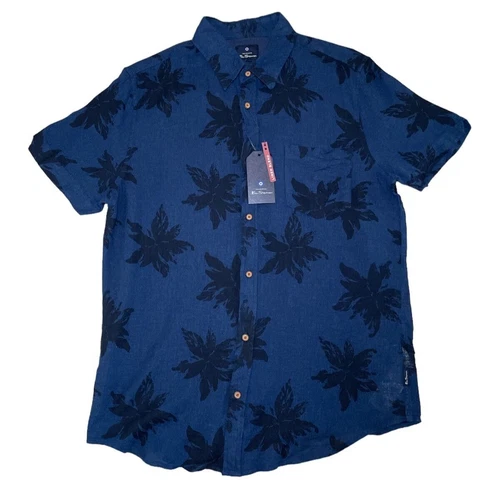 Ben Sherman floral linen blend button down shirt L