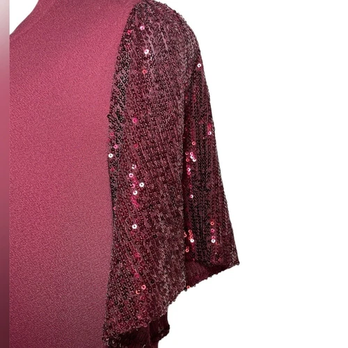 Michael by Michael Kors burgundy sequin top sz M - photo 2