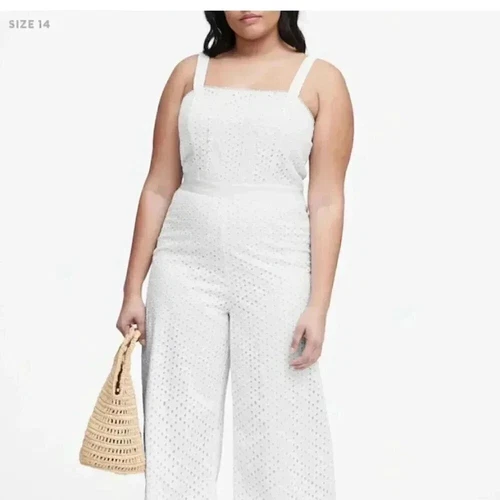 Banana Republic white eyelet jumpsuit sz 14 - photo 4