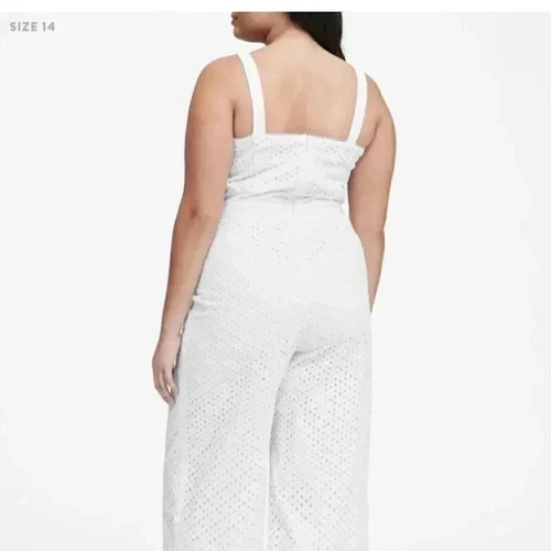 Banana Republic white eyelet jumpsuit sz 14 - photo 5