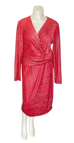 Calvin Klein Metallic Faux-Wrap Sheath Dress sz 12
