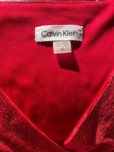 Calvin Klein Metallic Faux-Wrap Sheath Dress sz 12 - photo 4