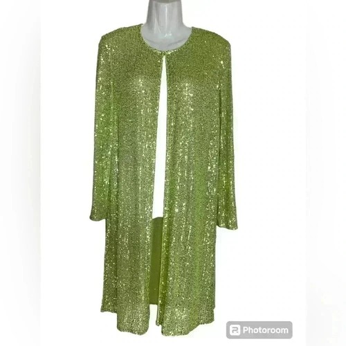 Anne Klein Sequinned Duster side slit cardigan sz S