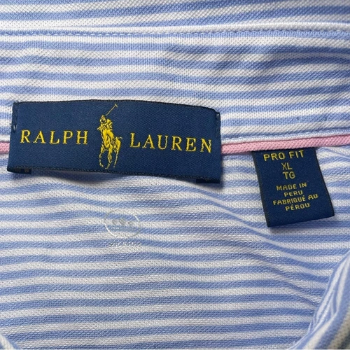 Ralph Lauren Blue and White Striped Pro Fit Polo Shirt sz XL - photo 5