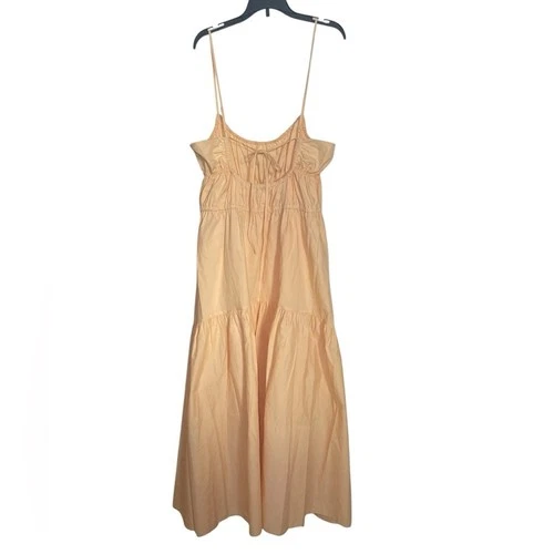 Vince ruched tiered midi dress in peach sz XL - photo 2