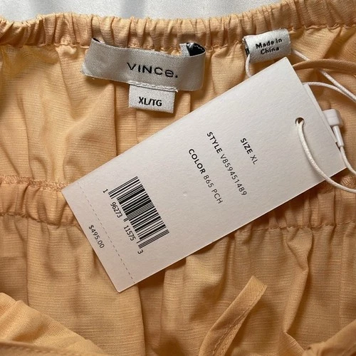 Vince ruched tiered midi dress in peach sz XL - photo 4