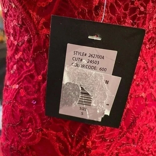 Marina red lace and sequin short sleeve dress sz S - photo 3