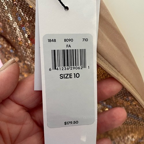 Calvin Klein Gold Polyester Sequin Mini Dress sz 10 - photo 5