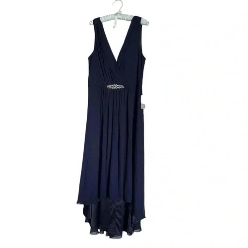 Eliza J high/low wrap look embellished chiffon dress sz 18