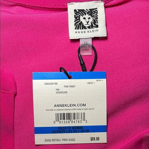 Anne Klein Pink Top sz 1X - photo 5