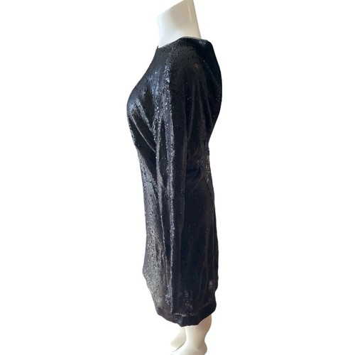 Calvin Klein Jet Black Polyester Sequin Mini Dress sz 14 - photo 2