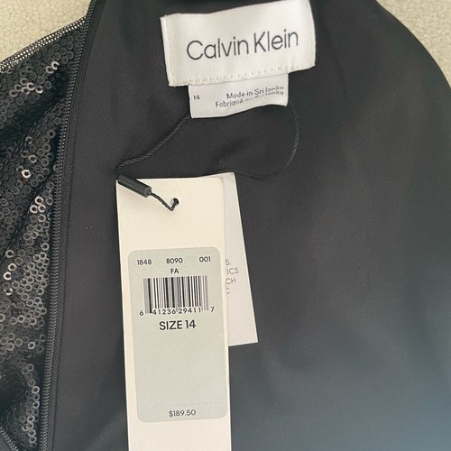 Calvin Klein Jet Black Polyester Sequin Mini Dress sz 14 - photo 4