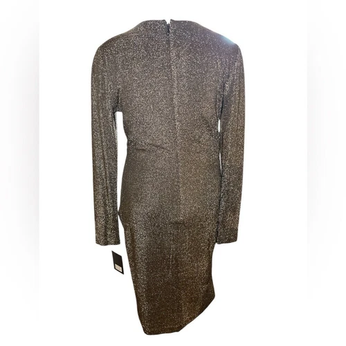 DKNY V-Neck Side Ruched Metallic-Dot Dress sz 6 - photo 3
