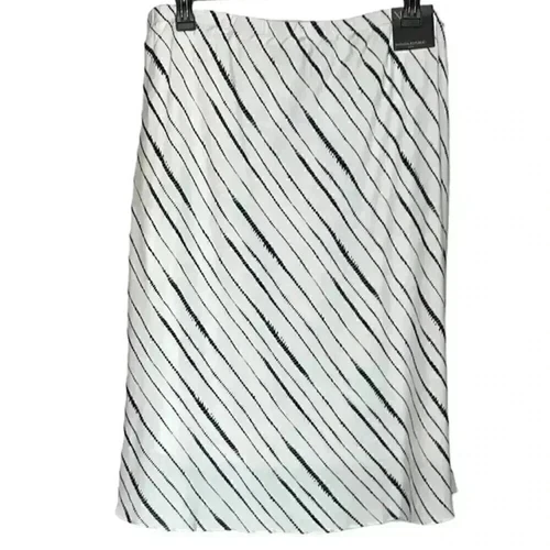 Banana Republic Satin Off White/Navy Midi Skirt sz XL - photo 5