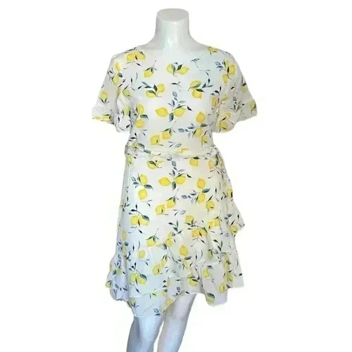 Banana Republic Lemon Print Dress sz 2 P