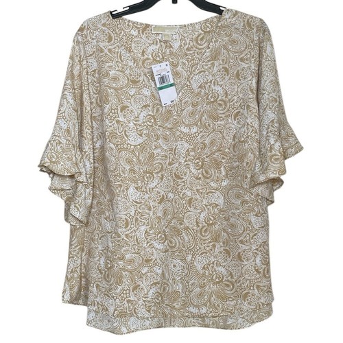 Michael Kors Paisley Ruffled Sleeve Top 0X