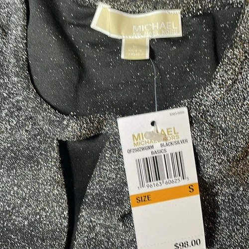 Michael by Michael Kors black and silver metallic sparkle top sz - photo 3