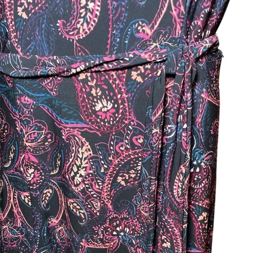 Anne Klein black paisley print midi dress sz 4 - photo 2