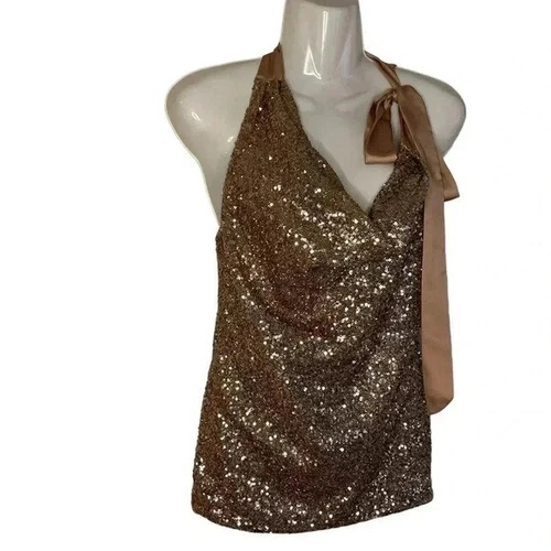 Ann Taylor sequins cowl neck top sz S