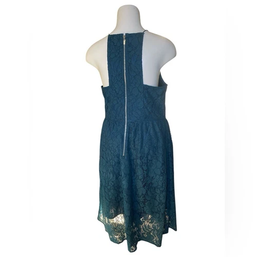 Kensie teal fit and flare mid dress sz M - photo 2