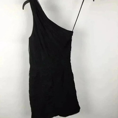 Armani Exchange black one shoulder ruched dress sz 0 Pet - photo 2