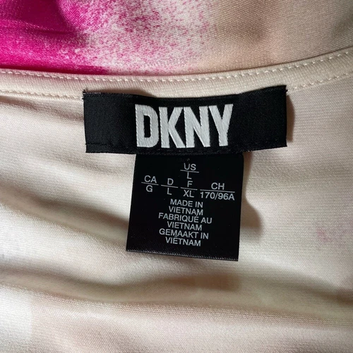 DKNY Pink and Black Sleeveless Wrap Blouse sz L - photo 4