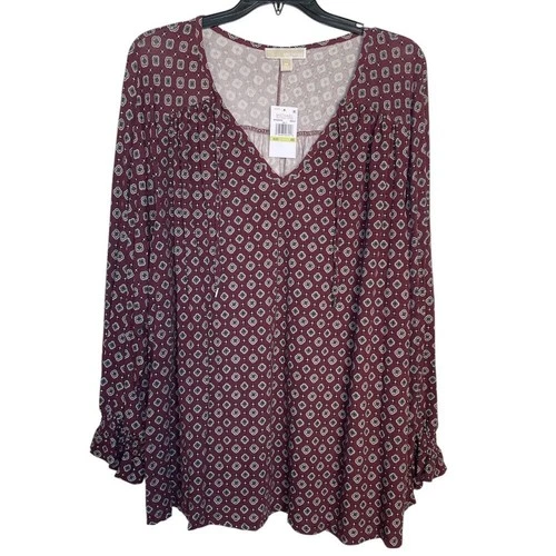 Michael Kors Burgundy Geometric Top sz 4X