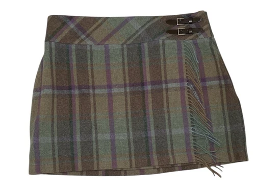 Lauren Ralph Lauren Plaid Fringe Mini Skirt Sz 16 W
