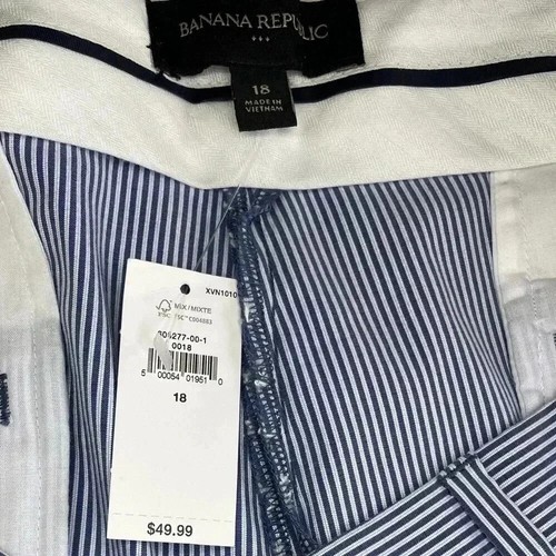 Banana republic blue and white striped 5 inch shorts sz 18 - photo 5