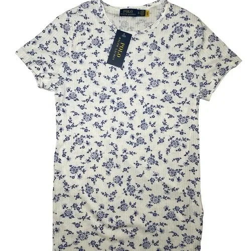 Polo by Ralph Lauren White and Blue Floral Kids Tee sz XL