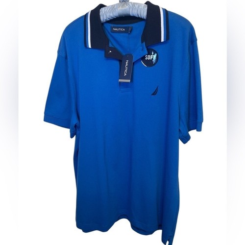 Nautica classic fit solid bight blue polo sz L
