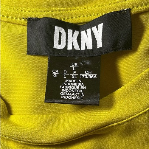 DKNY Yellow/Green Ruched Flared Short Sleeve Blouse sz L - photo 4