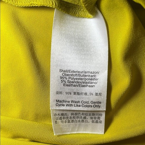 DKNY Yellow/Green Ruched Flared Short Sleeve Blouse sz L - photo 5