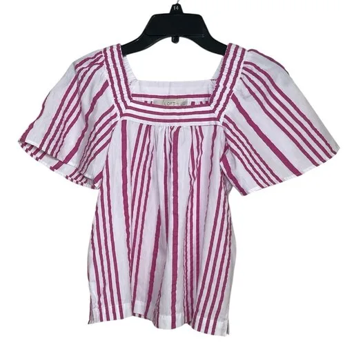 Ann Taylor LOFT Striped Square Neck Top sz XXS Pet