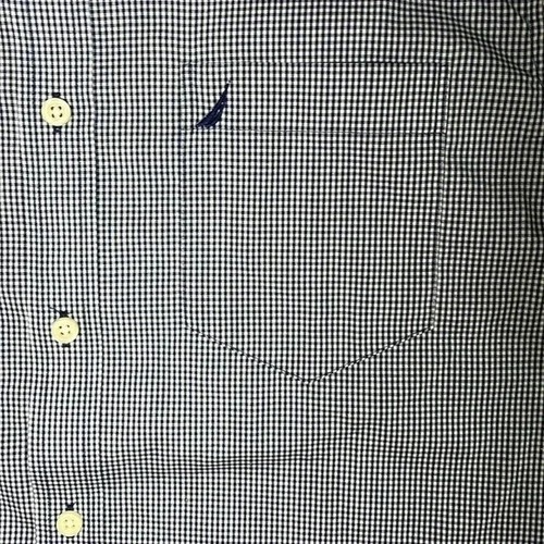 Nautica navy and white gingham button down shirt sz S - photo 4