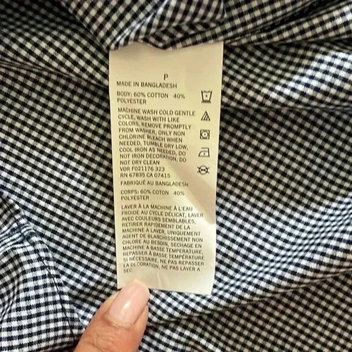 Nautica navy and white gingham button down shirt sz S - photo 5