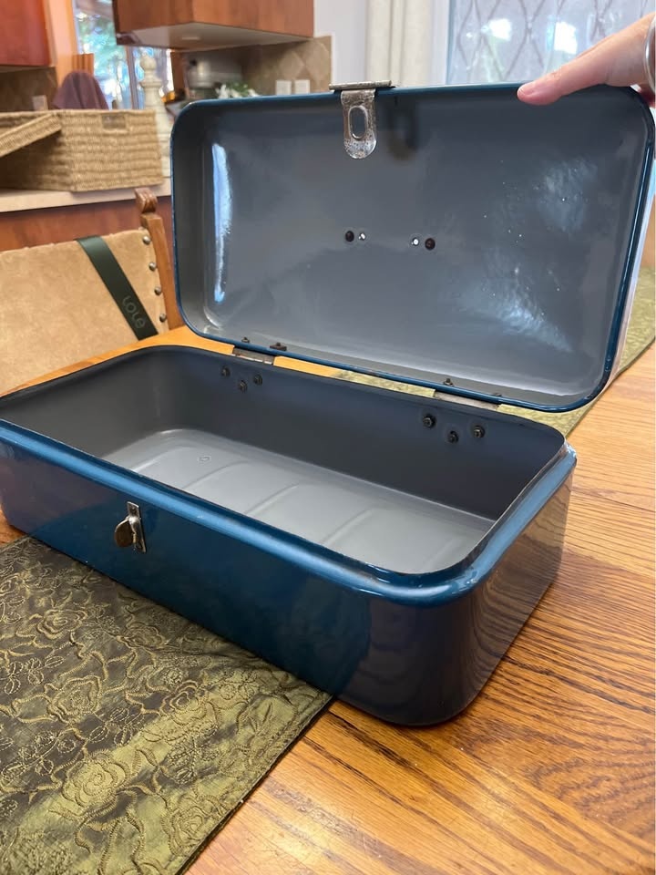 ✨ Vintage Enamel Metal Storage Box – Deep Blue ✨ - photo 2