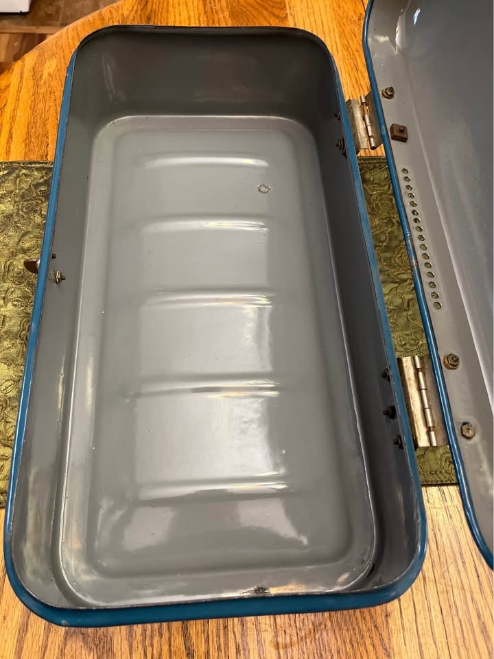 ✨ Vintage Enamel Metal Storage Box – Deep Blue ✨ - photo 3