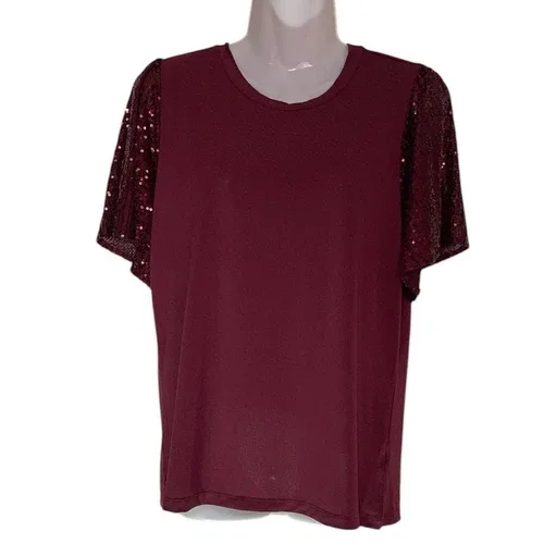 Michael by Michael Kors burgundy sequin top sz M