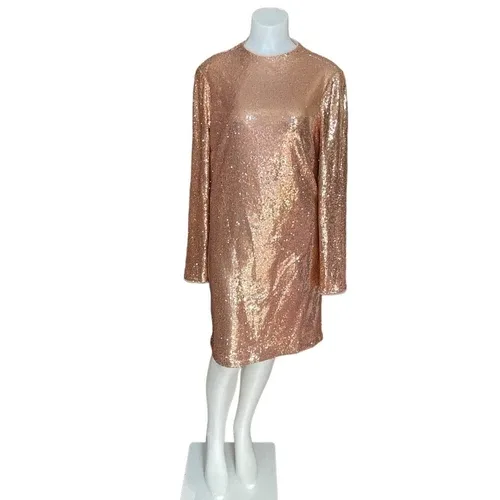 Calvin Klein Gold Polyester Sequin Mini Dress sz 10