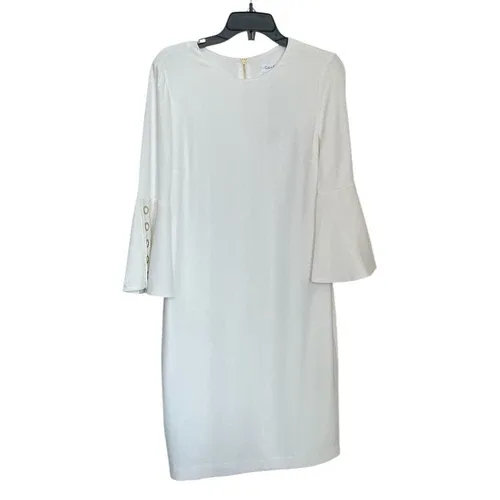 Calvin Klein Off White Dress with flared sleeves sz 8