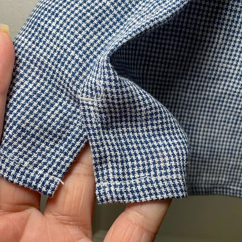 Chaps navy and white houndstooth button down linen blend shirt s - photo 5