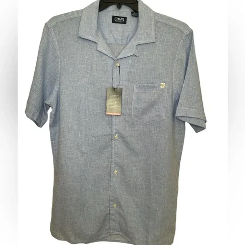 Chaps light blue and white houndstooth shirt sz M