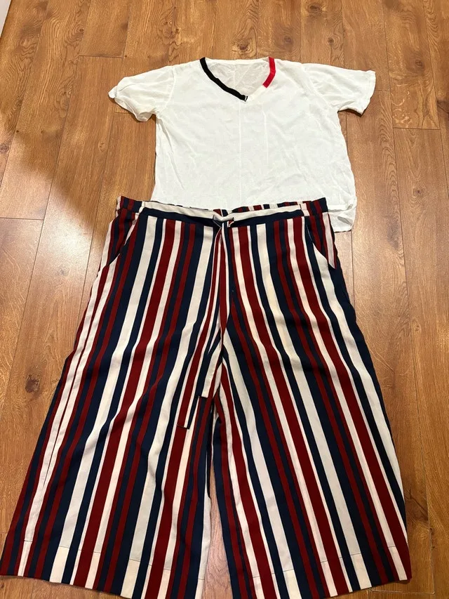 T-Shirt and Striped Pants