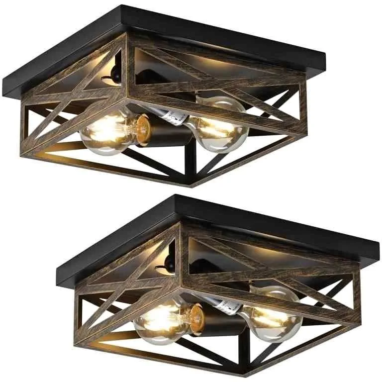 DIKAIDA 2Pack Rustic Flush Mount Ceiling Light Fix thumbnail