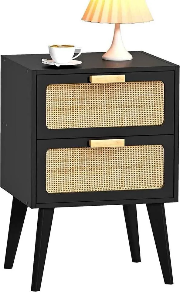 Black Nightstand, Wood End Table
