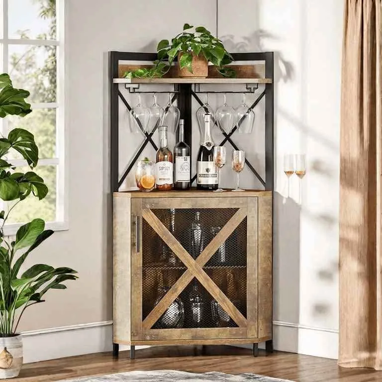 Corner Bar Cabinet with Storage