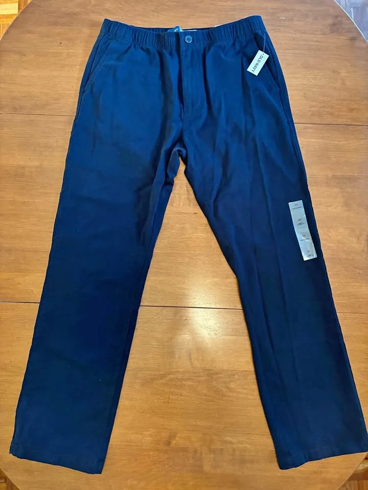 Old Navy 90s Straight-Leg Cotton Pants – Navy Blue – Size M (NWT