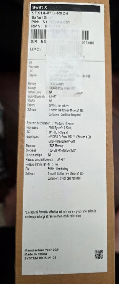 14in Acer Swift Laptop - RTX 3050 GPU - photo 3